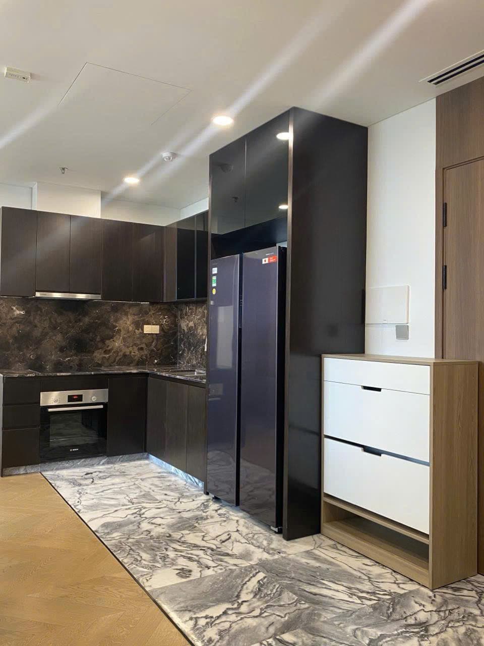 Kitchen with marble flooring